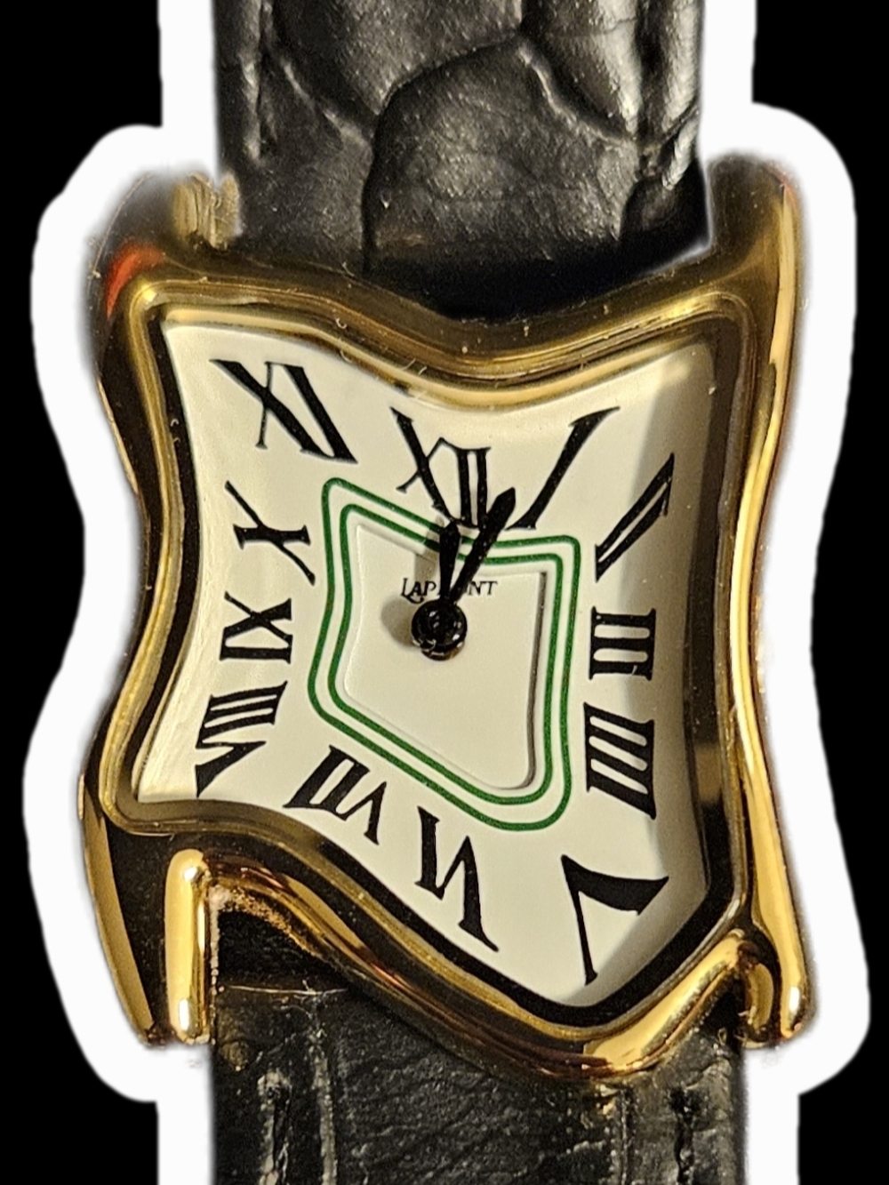 Gold-Tone Distorted Face Wall Clock - White and Black